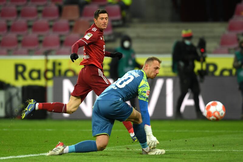 Robert Lewandowski scores Bayern Munich's third goal - and his second - against Cologne. Getty