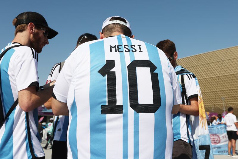 An Argentina supporter sporting the shirt of the team's talisman, Lionel Messi. Photo: Getty Images

