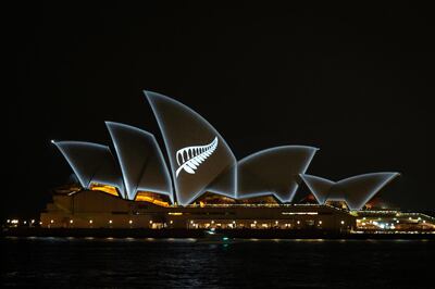epaselect epa07441792 The Silver Fern of New Zealand is seen projected onto the sails of the Sydney Opera House to pay tribute for victims of massacre in the mosques in Christchurch, in Sydney, Australia, 16 March 2019. Reports say about 50 died after terrorist attack on mosques in Chistchurch in New Zealand.  EPA/PAUL BRAVEN  AUSTRALIA AND NEW ZEALAND OUT
