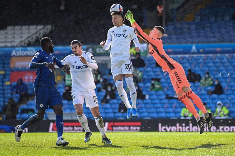 LEEDS UNITED PLAYER RATINGS: Illan Meslier – 8. Happy to see one early chance dribble onto the goalline, then another bounce off the bar, both falling into his hands. Later he saved well from Havertz and Rudiger. EPA