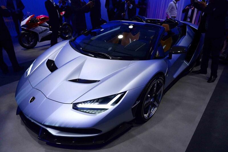 A Lamborghini Centenario Roadsater at the Paris motor Show. Eric Piermont / AFP