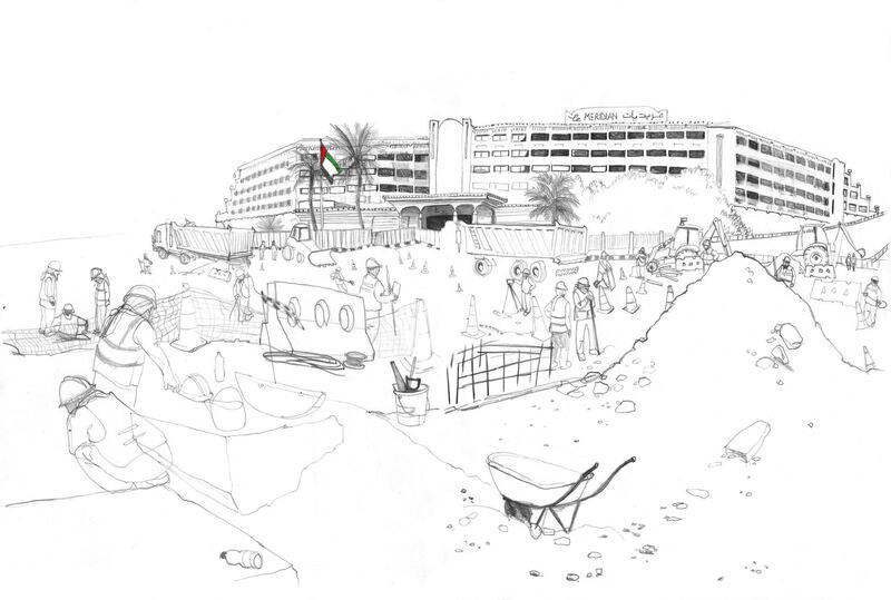 A sketch of Le Meridien Abu Dhabi. Cath Donaldson