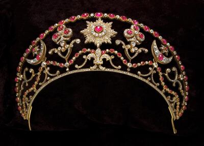 Russian tsarist diadem of gold, diamonds and rubies. 19th century. (Photo by VCG Wilson/Corbis via Getty Images)