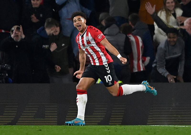 Southampton's Che Adams celebrates scoring. Reuters