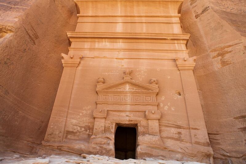 The ruins of Qasr Al-Bint stands at the ancient rock heritage site at Al Ula, Saudi Arabia. Saudi Arabia's Crown Prince Mohammed Bin Salman officially launched his vision of the mega tourism project at the ancient site of Al Ula. Bloomberg