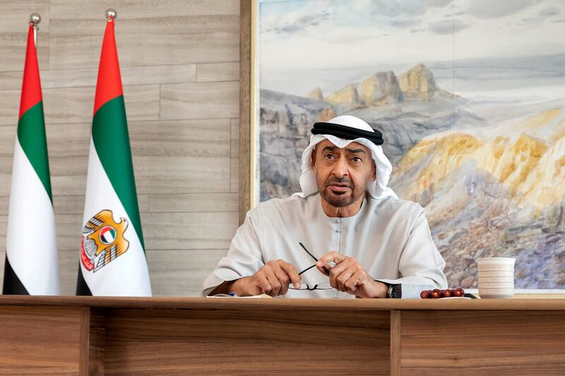 President Sheikh Mohamed urged calm in calls with regional leaders. Mohamed Al Hammadi / Presidential Court