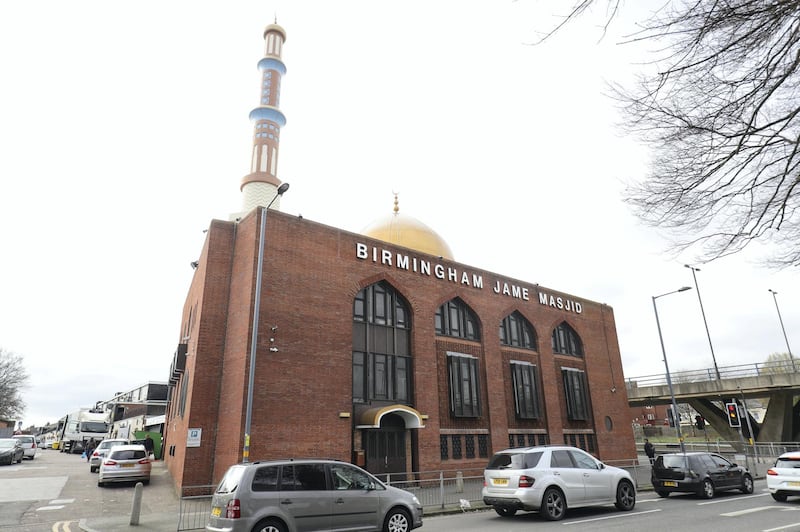 The Birmingham Jame Masjid mosque on Birchfield Road in Birmingham which has had its windows smashed with a sledgehammer. An investigation involving counter-terrorism officers has been launched after four mosques in the Birmingham area were attacked overnight.