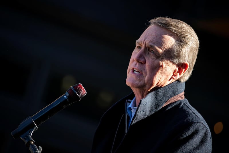US Senator David Perdue speaks during a campaign event as he runs for re-election at the Olde Blind Dog Irish Pub, in Milton, Georgia. Reuters