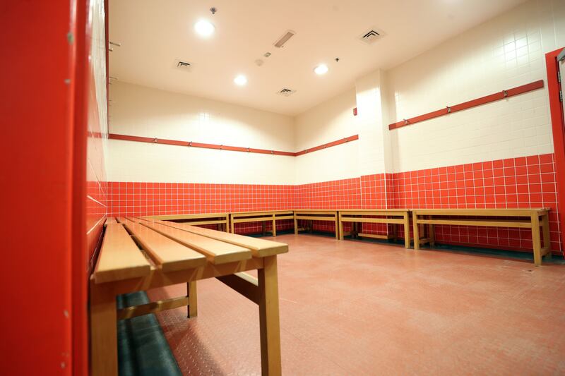 The changing rooms are prepared to host the players on event day 