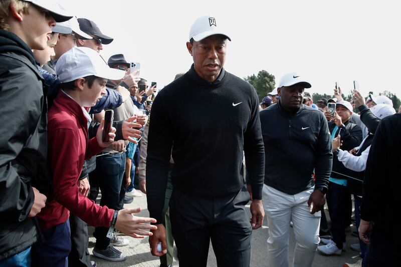 Tiger Woods walks to the third hole at the Riviera Country Club in Los Angeles. EPA
