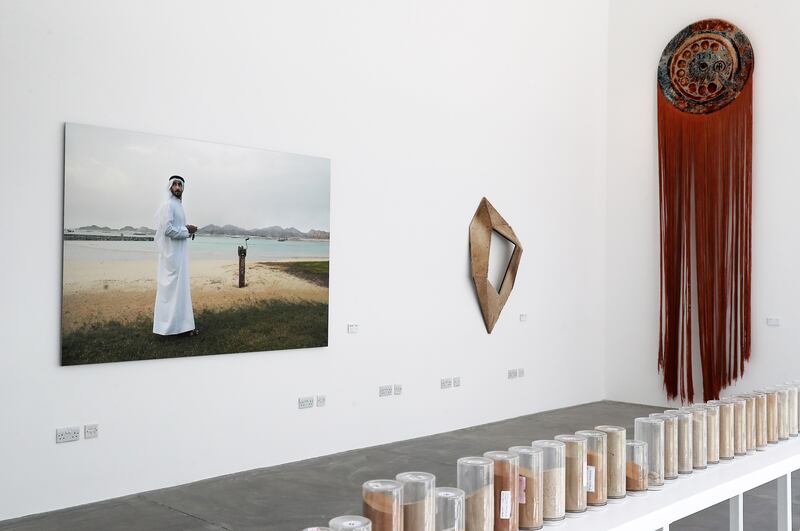 Al Safa Art and Design Library's exhibition Time & Identity features 22 Emirati artists across generations. All photos: Pawan Singh / The National