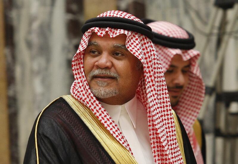 Saudi Prince Bandar bin Sultan at his palace in Riyadh on June 4, 2008. Hassan Ammar / AP