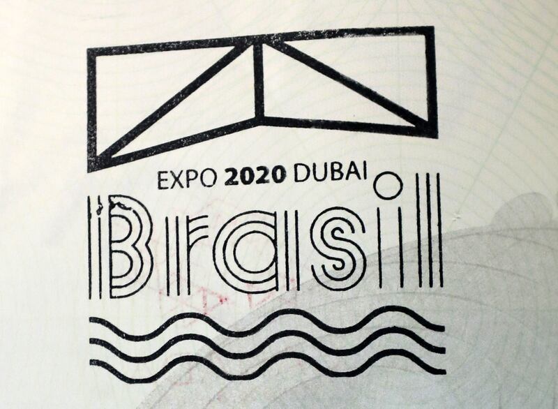 Passport stamp for the pavilion of Brazil.