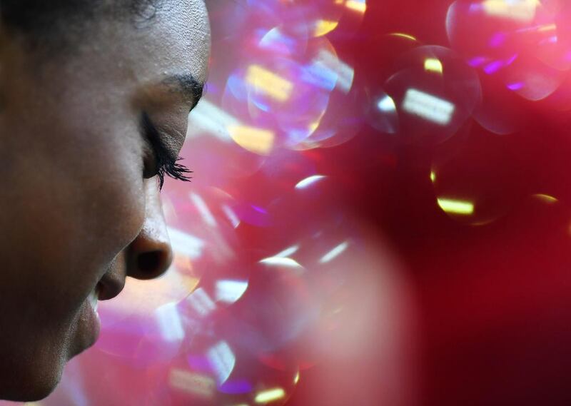 Simone Biles of the United States looks on during an artistic gymnastics training session at the Arena Olimpica do Rio. Laurence Griffiths / Getty Images