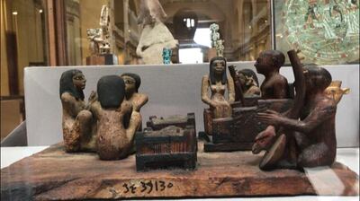 The display includes 21 pieces that show the importance of music in ancient Egypt. Mahmoud Nasr / The National 