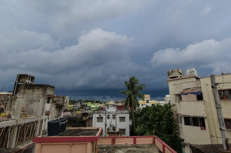 Dark storm clouds are seen in Kolkata as Cyclone Gulab prepares to make landfall in east coast of India. Photo: Getty Images