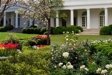 The Rose Garden in 2011, left, and then in 2020 after Melania Trump's overhaul. Courtesy The White House