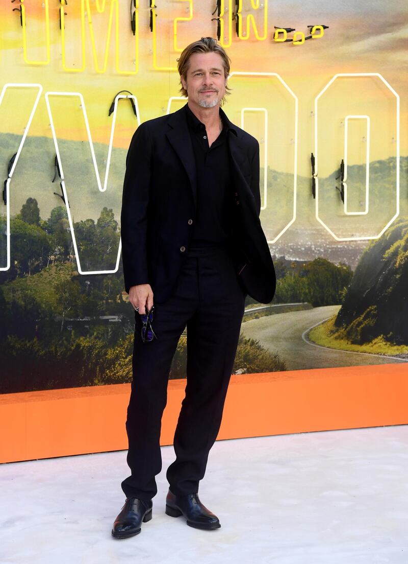 LONDON, ENGLAND - JULY 30:  Brad Pitt attends the "Once Upon a Time... in Hollywood" UK Premiere at the Odeon Luxe Leicester Square on July 30, 2019 in London, England. (Photo by Gareth Cattermole/Getty Images)