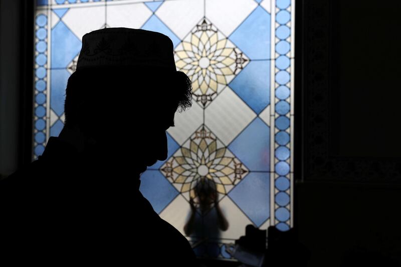 Dubai, United Arab Emirates - May 10, 2019: Friday prayers take place at Al Farooq Omar Bin Al Khattab Mosque during Ramadan. Friday the 10th of May 2019. Al Safa, Dubai. Chris Whiteoak / The National