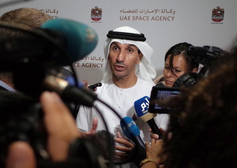 Dr Mohammed Al Ahbabi, director general of the UAE Space Agency, at the launch of the agency in Abu Dhabi. Delores Johnson / The National