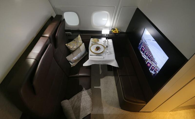 Etihad Airways’ newly designed first class cabin will showcase features that offer their guests a hotel experience in the air. Delores Johnson / The National