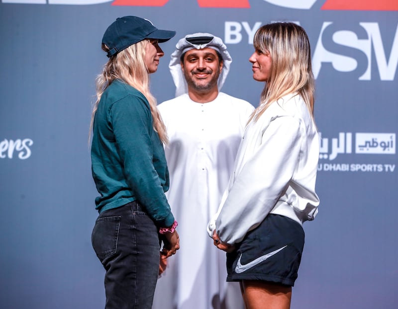 Ffion Davies, left, and Luana Pinheiro face off in Abu Dhabi