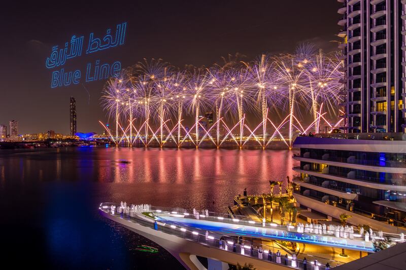 A spectacular display at Dubai Creek Marina to mark the launch of the Blue Line project. Photo: WAM