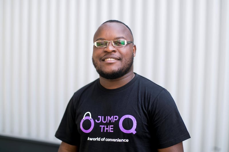 DUBAI, UNITED ARAB EMIRATES - May 2 2019.

Aaron Nkombou Munga, the founder, CEO of Jump the Q.

(Photo by Reem Mohammed/The National)

Reporter: 
Section: BZ