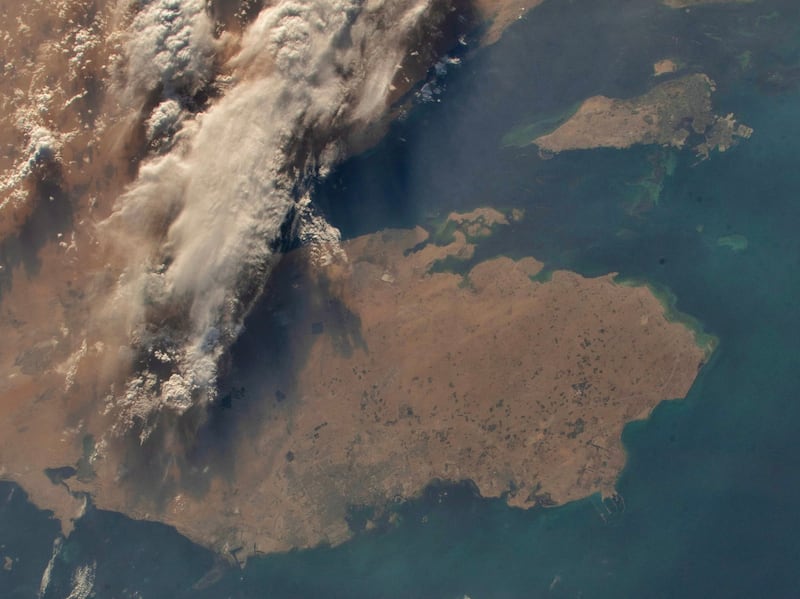A satellite photo of Bahrain and Qatar. A joint project between Bahrain and Britain is among 11 the UK Space Agency says will be given more funding. Photo: Sultan Al Neyadi / X