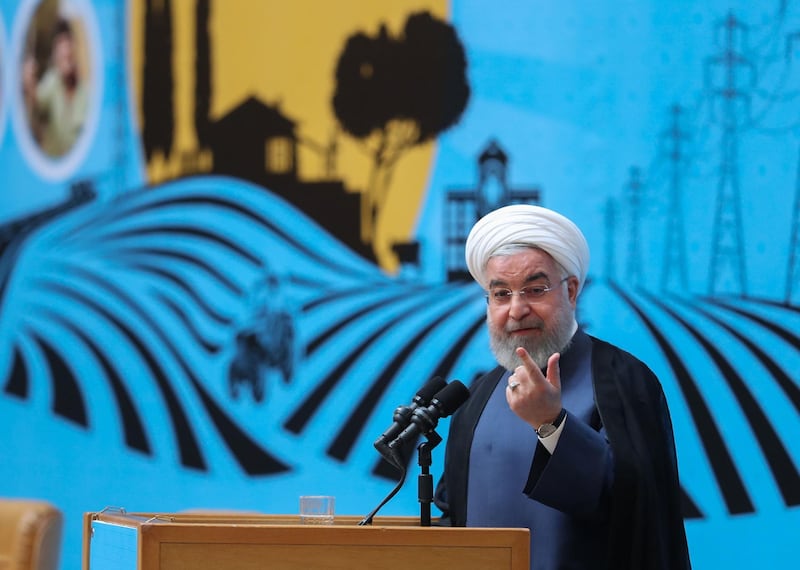 A handout picture provided by the Iranian presidency on August 26, 2019 shows Iran's President Hassan Rouhani speaking in the capital Tehran at an event marking government achievements in rural areas. Rouhani came out strongly in favour of talks today as his top diplomat came under fire from hardline media for a surprise visit to a G7 summit in France.

 - === RESTRICTED TO EDITORIAL USE - MANDATORY CREDIT "AFP PHOTO / HO / IRANIAN PRESIDENCY" - NO MARKETING NO ADVERTISING CAMPAIGNS - DISTRIBUTED AS A SERVICE TO CLIENTS ===
 / AFP / Iranian Presidency / - / === RESTRICTED TO EDITORIAL USE - MANDATORY CREDIT "AFP PHOTO / HO / IRANIAN PRESIDENCY" - NO MARKETING NO ADVERTISING CAMPAIGNS - DISTRIBUTED AS A SERVICE TO CLIENTS ===
