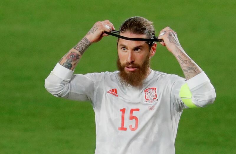 FILE PHOTO: Soccer Football - World Cup Qualifiers Europe - Group B - Spain v Greece - Los Carmenes, Granada, Spain - March 25, 2021 Spain's Sergio Ramos REUTERS/Jon Nazca/File Photo