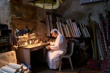 Emirati conceptual artist Abdullah Al Saadi at his studio in Khor Fakkan. Photo: The National Pavilion UAE