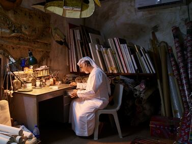 Emirati conceptual artist Abdullah Al Saadi at his studio in Khor Fakkan. Photo: The National Pavilion UAE