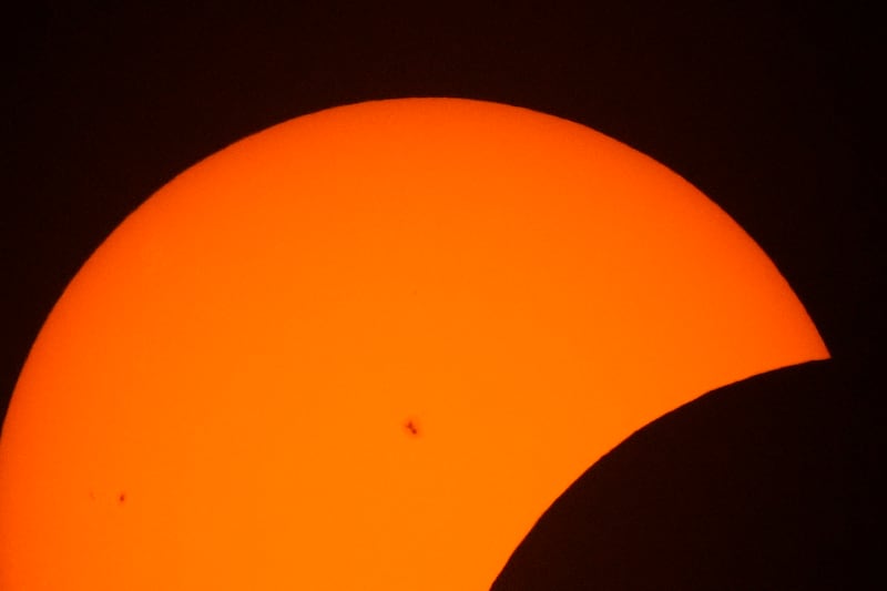 Sun spots seen during the beginning phase of the total solar eclipse in Arlington, Texas. AP