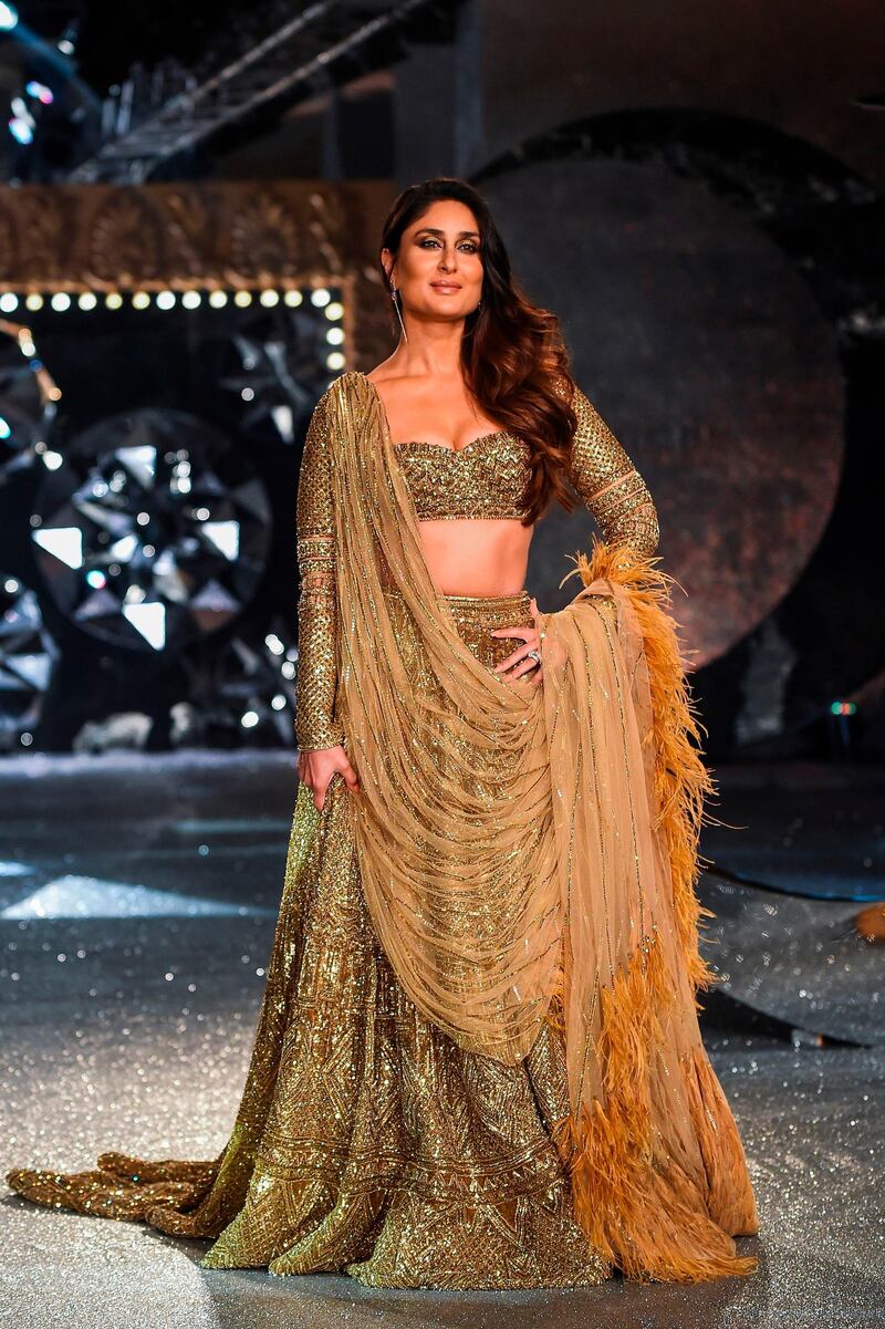 Bollywood star Kareena Kapoor Khan walked the runway for Falguni & Shane Peacock. AFP