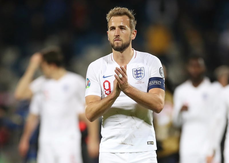 England's Harry Kane applauds fans after the match. Reuters