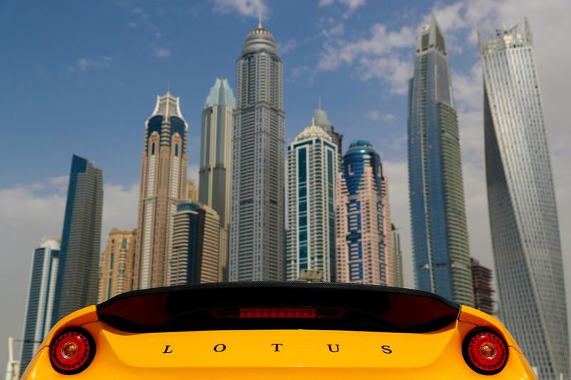 Dubai, United Arab Emirates, August 06, 2017: Lotus Evora 410 Sport road test for motoring on Sunday, Aug. 06, 2017, The Marina, Dubai. Chris Whiteoak The National