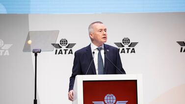 Iata director general Willie Walsh speaks at the airline lobby group's annual meeting in June 2023 in Istanbul. The global airlines summit will take place this year in Dubai from June 2 to 4. Photo: Iata