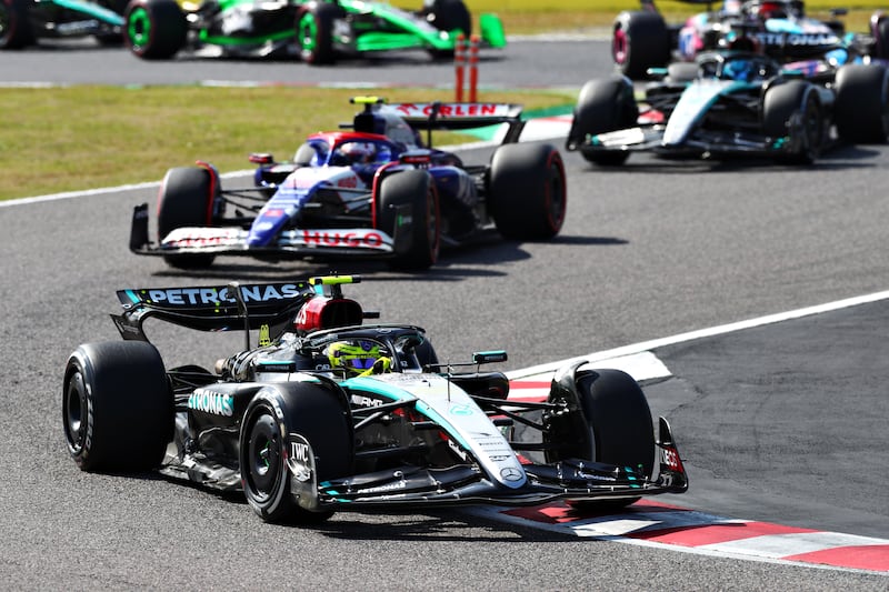 Lewis Hamilton of Mercedes at the Japanese GP. Getty Images)
