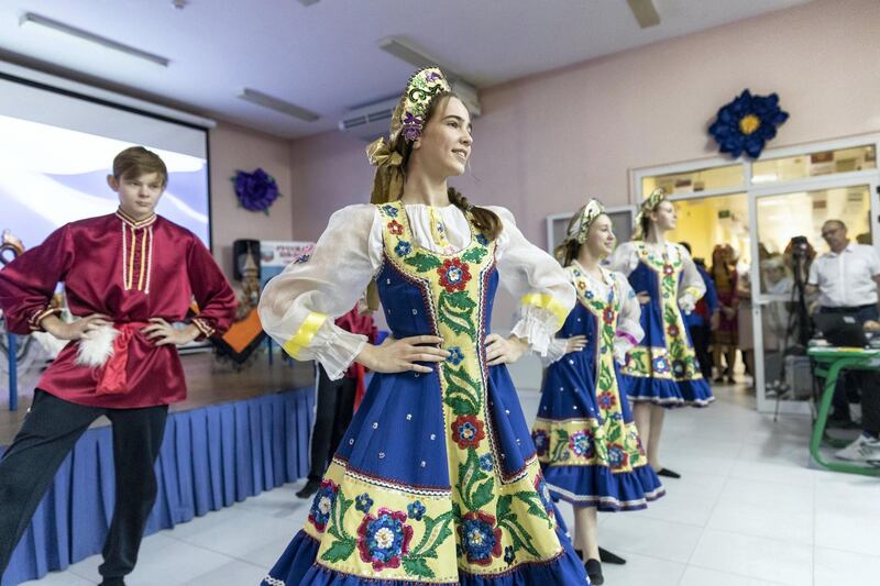 DUBAI, UNITED ARAB EMIRATES. 14 OCTOBER 2019.  The Russian International School, UAE's only Russian curriculum school hosts event to mark upcoming visit of President Putin. (Photo: Antonie Robertson/The National) Journalist: Kelly Clarke. Section: National.
