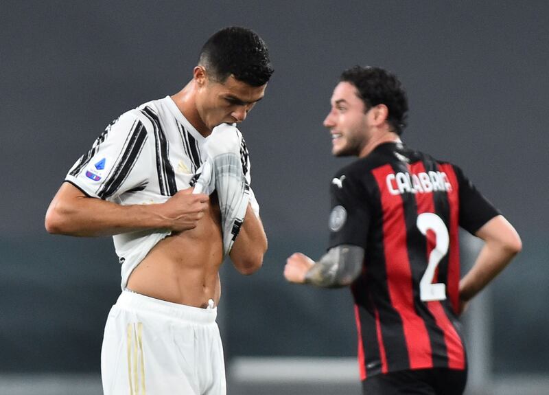 Cristiano Ronaldo looks dejected during Juventus' 3-0 Serie A defeat against AC Milan in Turin on Sunday, May 9. Reuters