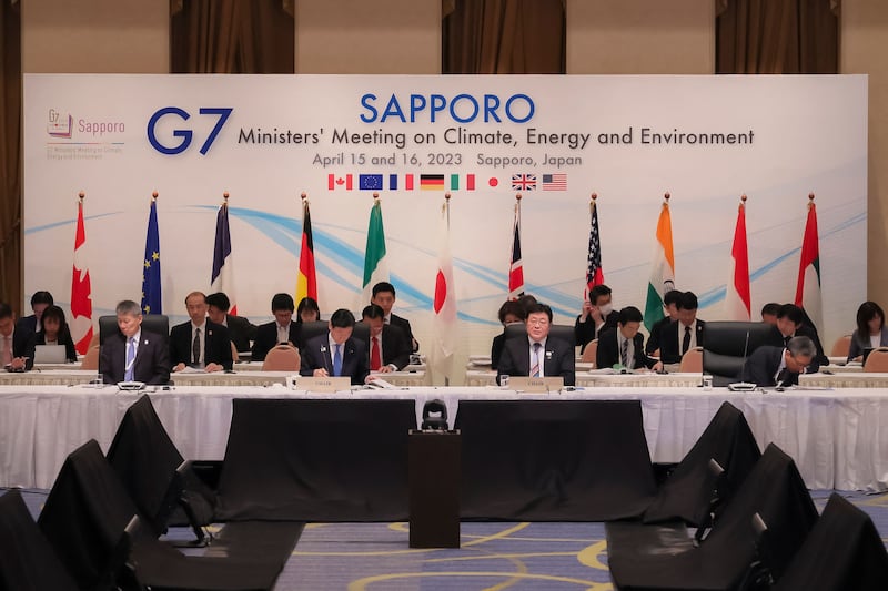 A session of the G7 ministers' meeting on climate, energy and environment in Sapporo, Japan. AFP