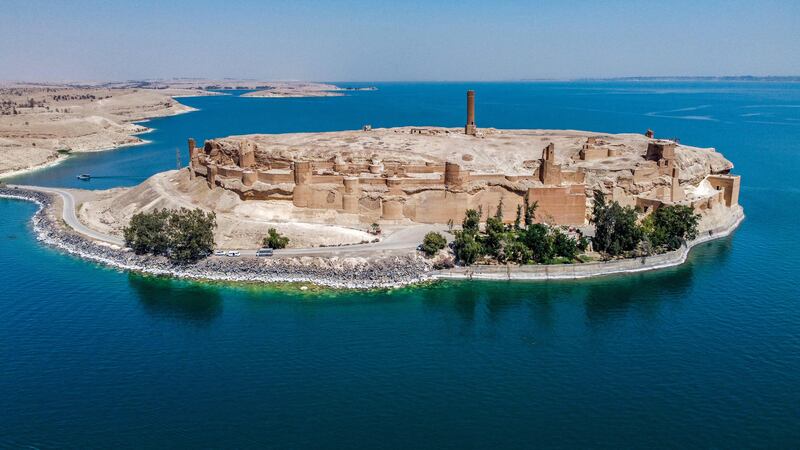 The citadel is surrounded by water. 