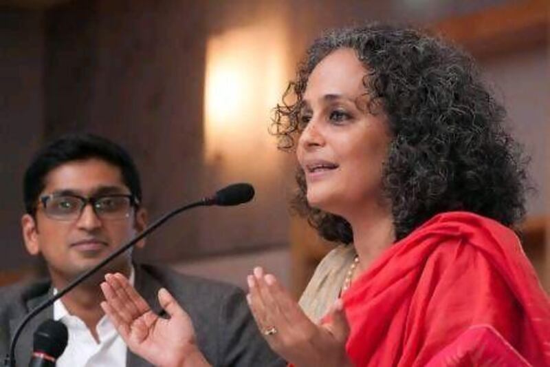 The Indian author Arundhati Roy speaks at the Sharjah International Book Fair. Duncan Chard for the National.