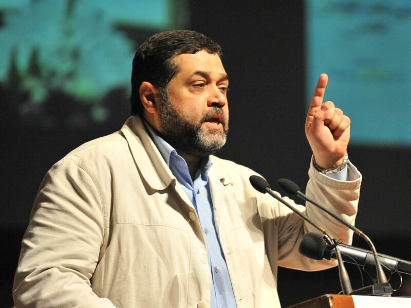 Osama Hamdan speaking at a political gathering in Rabat, August 2014.  Getty Images