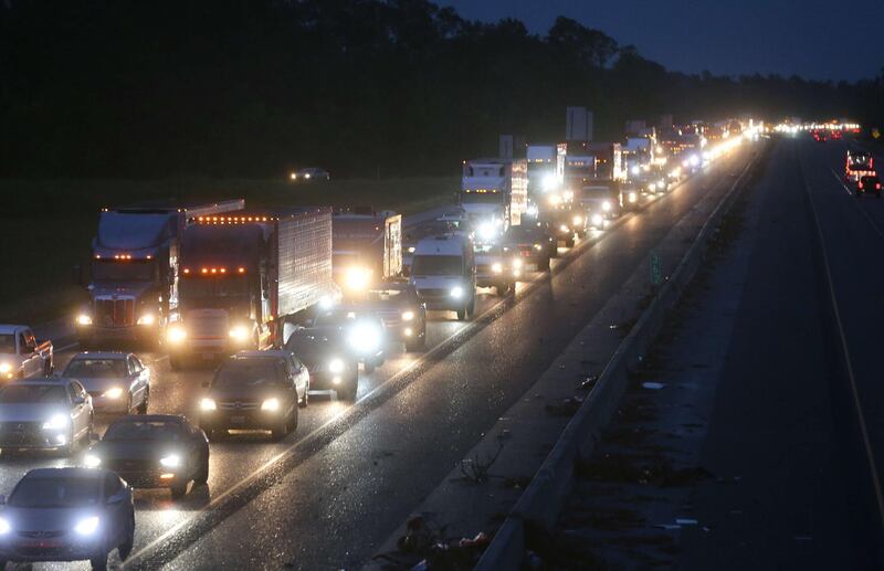 Heavy traffic on the I-10 westbound amid evacuations ahead of Hurricane Delta on October 8, 2020 in Lake Charles, Louisiana. Getty Images / AFP