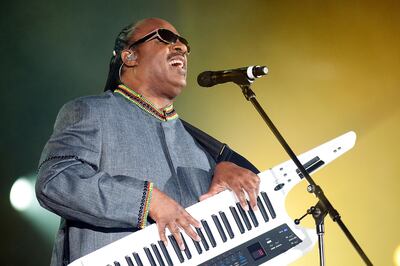 ABU DHABI, UNITED ARAB EMIRATES – March 18, 2011: Stevie Wonder performs at Yas Arena in Abu Dhabi on Friday March 18, 2011.  ( Andrew Henderson / The National )
