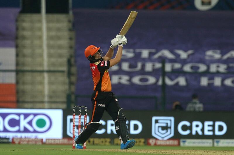 Abdul Samad of Sunrisers Hyderabad plays a shot during match 11 of season 13 of the Dream 11 Indian Premier League (IPL) between the Delhi Capitals and the Sunrisers Hyderabad held at the Sheikh Zayed Stadium, Abu Dhabi in the United Arab Emirates on the 29th September 2020.  Photo by: Vipin Pawar  / Sportzpics for BCCI