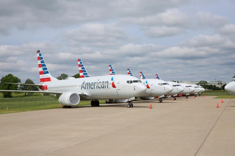 American Airlines Boeing 737 MAX jets sit parked at a facility in Tulsa, Oklahoma, U.S., May 10, 2019.  Photo taken May 10, 2019. American Airlines/Handout via REUTERS    ATTENTION EDITORS - THIS IMAGE WAS PROVIDED BY A THIRD PARTY  NO RESALES, NO ARCHIVE