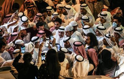 Former MP Musallam Al Barrak is surrounded by supporters in Kuwait after he arrived from Turkey in November 2021, following the pardon decree by the Emir. AFP
